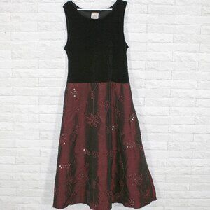 PERFECTLY DRESSED Dress Velvet Embroidered Sequin Formal Burgundy Girls 14